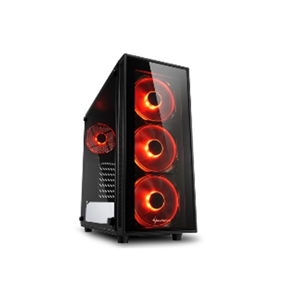  4044951026647 CABINET ATX SHARKOON TG4-RED NOIRE 6SLOT 45,5X20X43CM 2X3,5