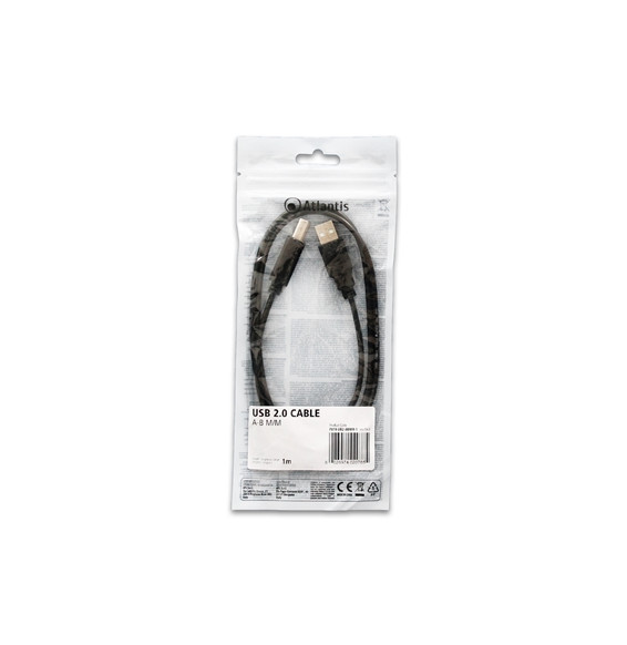  P019-UB2-ABMM-1 CABLE USB2.0 A-B M/M 1MT  ATLANTIS P019-UB2-A