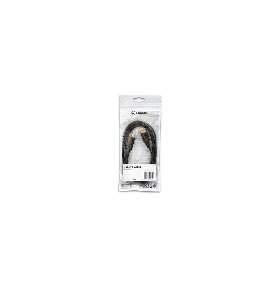  P019-UB2-ABMM-2 KABEL USB2.0 A-B M/M 1.8MT  ATLANTIS P019-