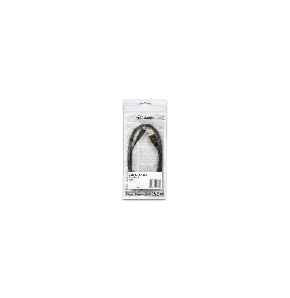  P019-UB2-AMMM-1 CABLE USB2.0 A-MICRO B M/M 1MT  ATLANTIS P019-UB2-A