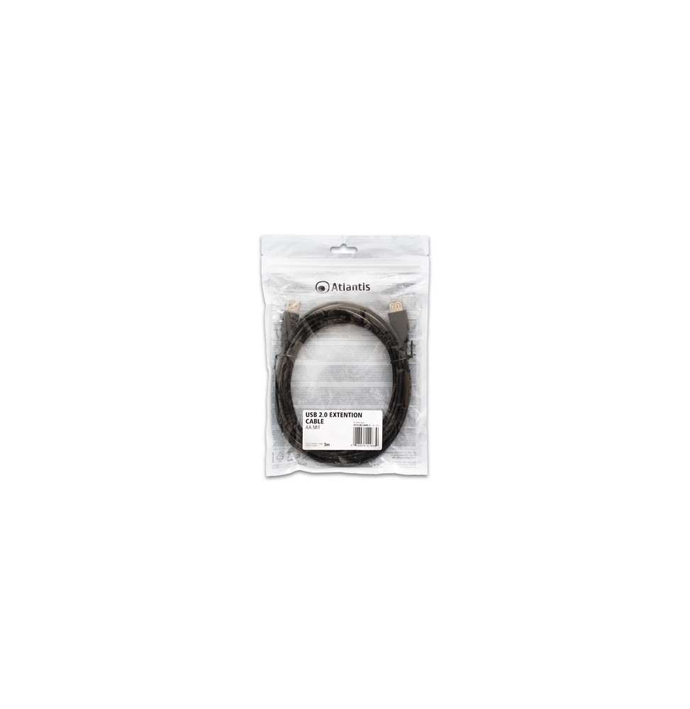  P019-UB2-AAMF-3 CABLE PROLUNGA USB2.0 AA M/F 3MT  ATLANTIS P019-UB2-AAMF