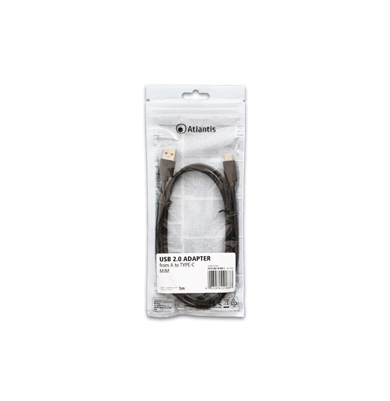  P019-UB2-ACMM-1 ADATTATORE USB2.0 A/TYPE-C M/M 1MT ATLANTIS P