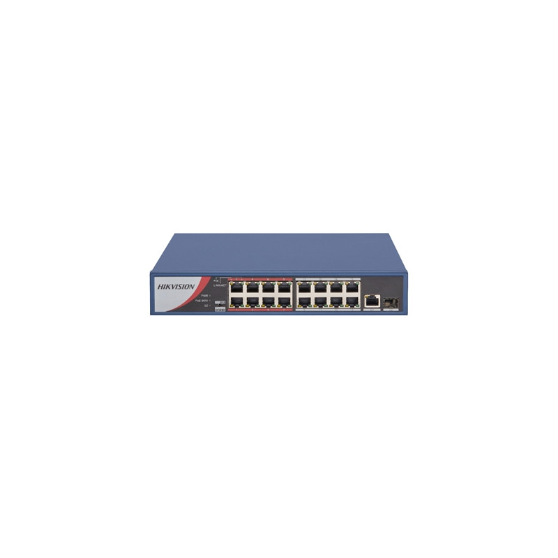  301801296 SWITCH 16P LAN 10/100M HIKVISION DS-3E0318P-E/M(B) 16P POE