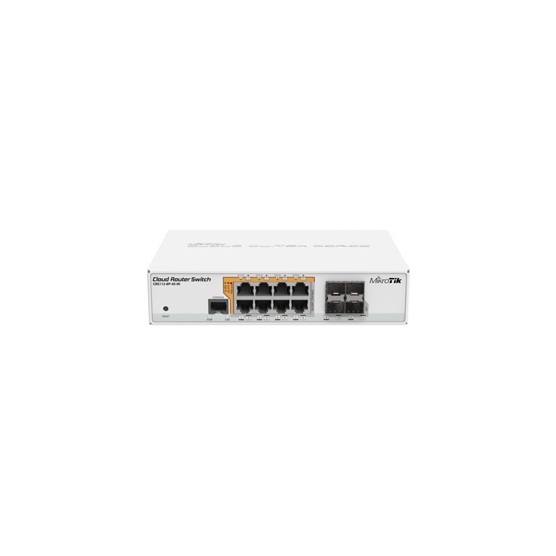  crs112_8p_4s_in SWITCH MIKROTIK CRS112-8P-4S-IN 8P. GIG POE 24V 4P. SFP