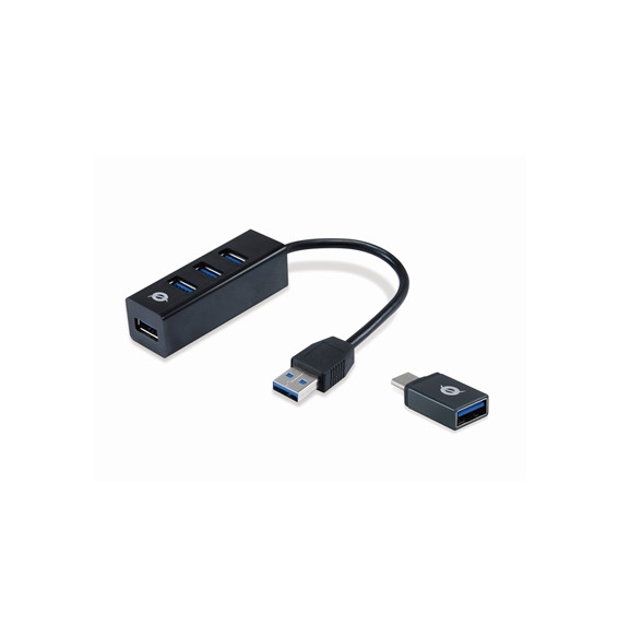  HUBBIES04B HUB USB3.0 A 4P CON ADATTATORE DA USB-C A USB-A CONCEPTRONIC 