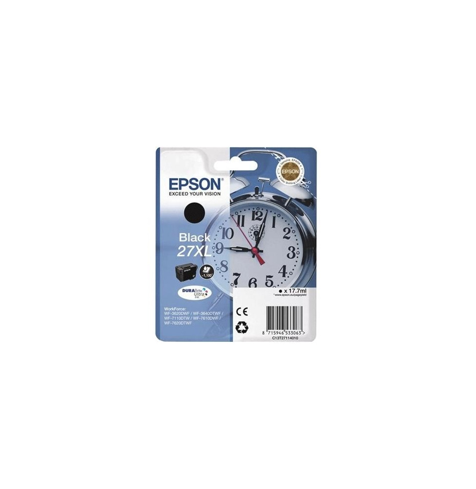  63.063 CARTUCCIA EPSON 27XL "SVEGLIA" C13T27114010/12 BLACK X WF-7110DTW/