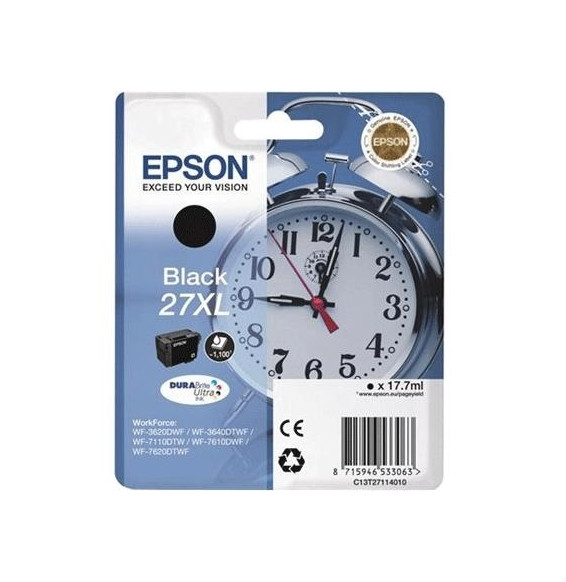  63.063 CARTUCCIA EPSON 27XL "SVEGLIA" C13T27114010/12 BLACK X WF-7110DTW/