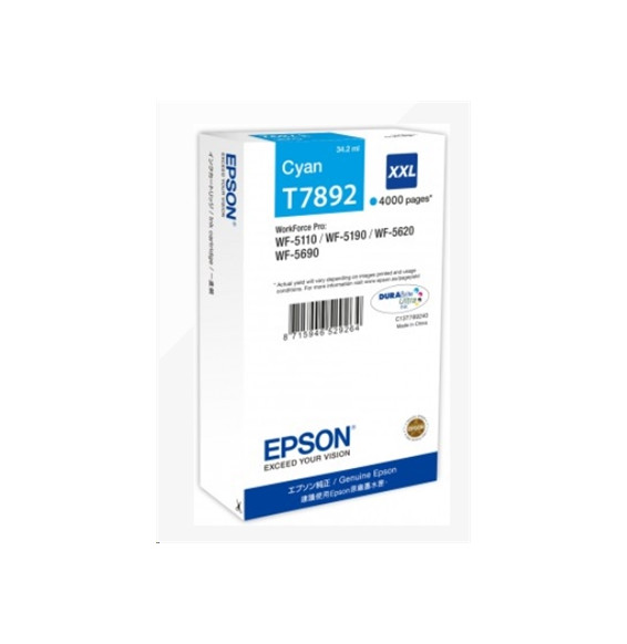  63.070 CARTUCCIA EPSON T7892 XXL C13T789240 CIANO 4.000PG X WORKFORCE PR