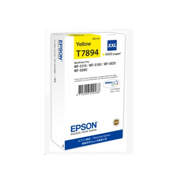  63.072 CARTUCCIA EPSON T7894 XXL C13T789440 AMARILLO 4.000PG X WORKFORCE P