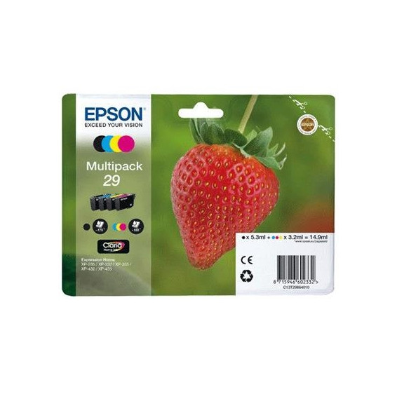  63.094 MULTIPACK EPSON 29 "FRAGOLA" C13T29864010/12 4 COULEURS X XP-235/XP