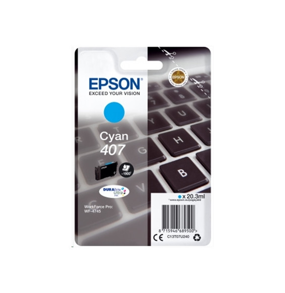  63.212 CARTUCCIA EPSON 407 "KEYBOARD" C13T07U240 CIANO X WF-4745DTWF 1.9