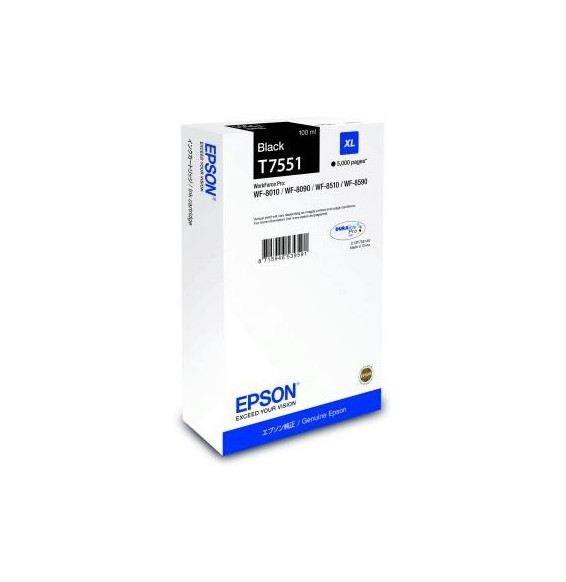  63.431 CARTUCCIA EPSON T7551 XL C13T755140 SCHWARZ 5.000PG. X WF-8010DW/WF-