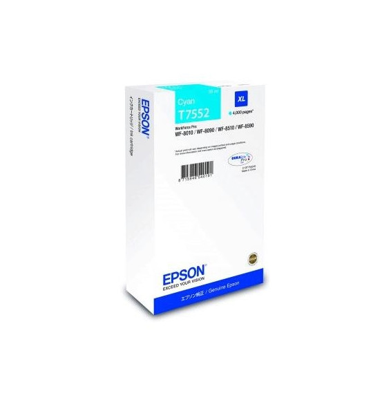  63.432 CARTUCCIA EPSON T7552 XL C13T755240 CIANO 4.000PG. X WF-8010DW/WF