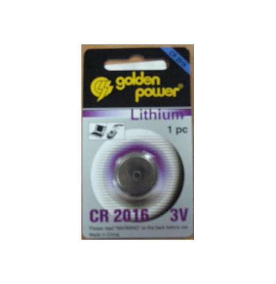  47.1906 BATERÍA LITHIUM CR2016 TIPO DE BOTÓN GOLDENPOWER DA 3V ULTRAPIAT