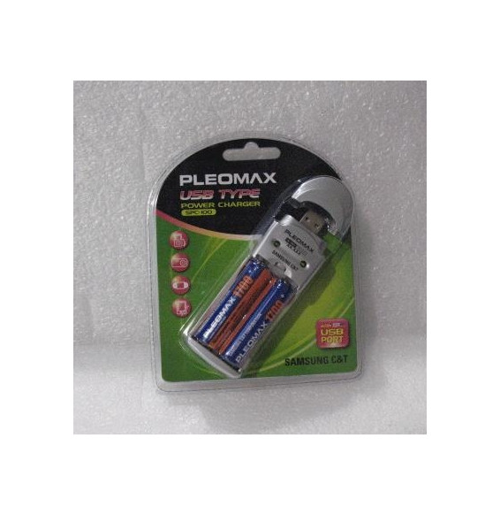  47.090 CARICABATTERIE AA/AAA X2 DA USB PLEOMAX SPC-100/1700 +2 BATT. 